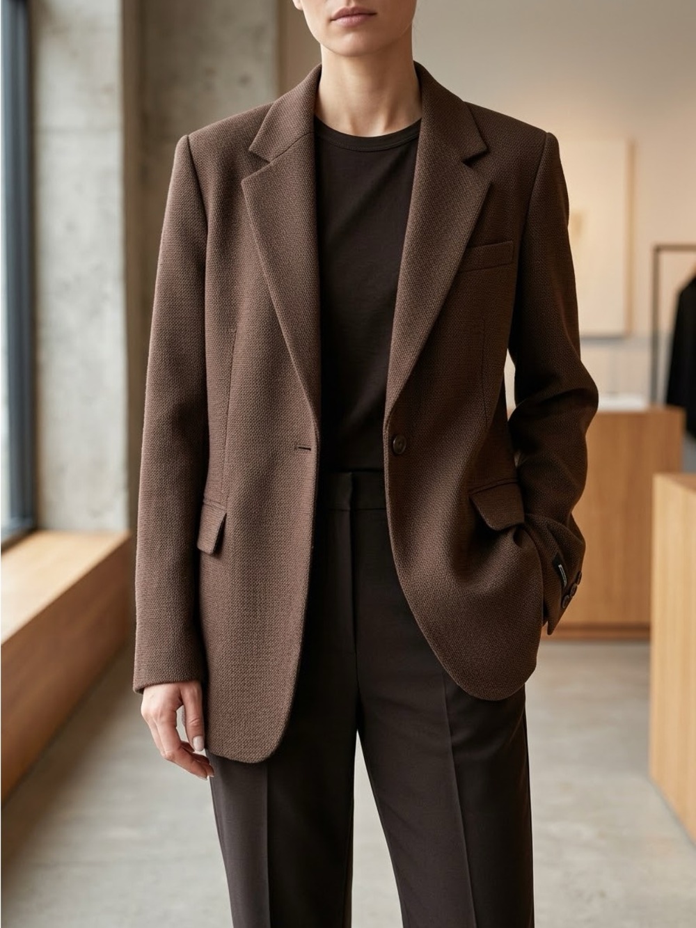 Cider Coffee Brown Tailored Single Button Blazer Size M NWT